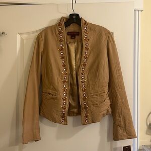 Margaret Godfrey Genuine Leather jacket Beaded size 4